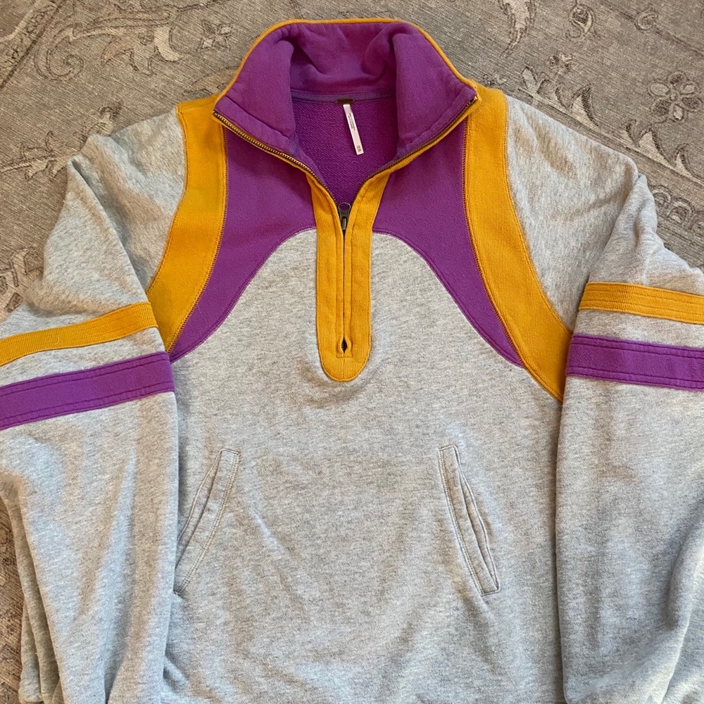 Free People Retro Style Color-block Sweatshirt